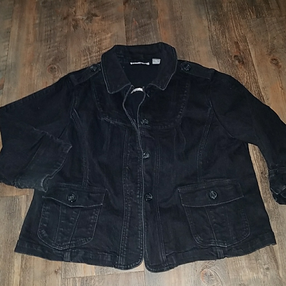 Motto black denim jacket 3/4 sleeve EUC
